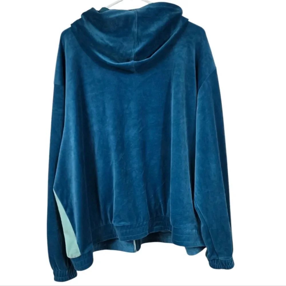 Zelos 3X Velour Zip Hoodie Teal Plush Velvet Lounge Jacket Cozy Plus Size 24W - Picture 9 of 12